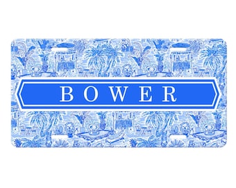 Personalized License Plate-Personalized License Plate Frame-Watercolor Flowers Car Tag-Car Tag Frame-License Plate Frame-Flowers Car Tag