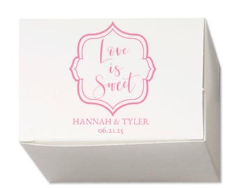 100pcs WhiteWedding Thank You Favor Boxes, Christening Baptism Party Gold Foil Gift Box, Chocolate Cookie Cake Slice Sweets Box