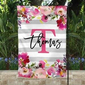 Personalized Garden Flag, Spring Floral Custom Flag, Garden Lawn, Yard Decor, Banners Front Houses, Garden Flag with Florals for Spring