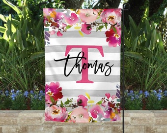 Personalized Garden Flag, Spring Floral Custom Flag, Garden Lawn, Yard Decor, Banners Front Houses, Garden Flag with Florals for Spring