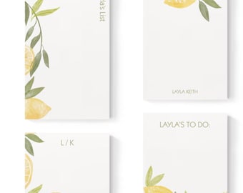 Personalized Notepad, Custom Notepad, Personalized Stationery, Writing Pad, Gift for Her, Fruit Notepad, Lemon Tree, Lemon Notepad, Teacher