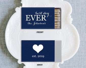 Set of 50 Wedding Matchbooks - Best Day Ever Wedding Matchbook - Personalized Wedding Matchbook - Wedding Favors - Wooden Matches