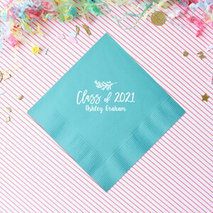 Graduation Party Napkins Congrats Grad Personalized Napkins Party Napkins Class of 2025 Graduation Cap Beverage Napkins Party Supplies