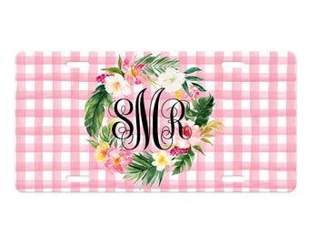 Chinoiserie Car Plate, Car Accessories for Women, Chinoiserie Front License Plate. Lilly Inspired License Plate Frame Tropical