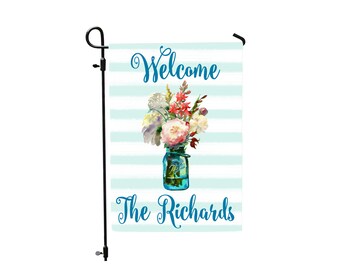 Summer Yard Flag, Mason Jar Yard Flag, Yard Flag Personalized, Monogram Yard Flag, Monogram Garden Flag, House Flag, Porch Flags, 12x18 Flag