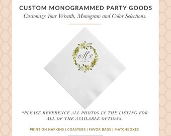 Floral Beverage Napkins, Cocktail Napkins, Personalized Paper Napkins, Watercolor Flowers 3 Ply Napkins