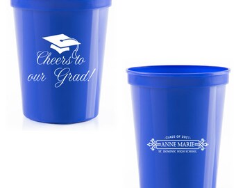 Personalized Graduation Party Cups, Class of 2024 Decoration, Grad Party Favors, Custom Printed Plastic Cups, Cheers to the Grad, Grad Decor