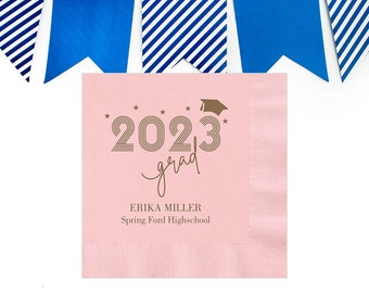 Congrats Grad Personalized Graduation Napkins, Graduation Party, Graduation Cap, Congrats Grad, Class of 2024, Class of 2024, Lunch Napkins