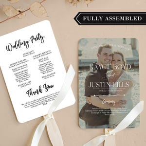 Wedding Program Hand Fan Double Sided, Wedding Fan Program, Bridal Party Hand Fan Program, Program for Outdoor Wedding, Fan Wedding Program