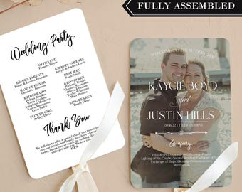 Wedding Program Hand Fan Double Sided, Wedding Fan Program, Bridal Party Hand Fan Program, Program for Outdoor Wedding, Fan Wedding Program