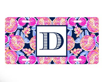 Personalized License Plate, Monogram Car Plate, Front Car Plate, Vanity Tag, License Plate for Women, Pink Purple Coral