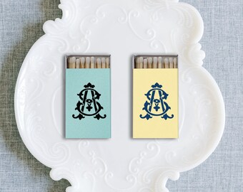 Interlocking Initials Personalized Wedding Matchboxes, Monogram Matches, Wedding Matches, Sparkler Matches, Custom Foil Printed Matches