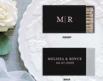 Initial Monogram Personalized Classic Match Boxes - Favors, Party Favors, Custom Foil Stamped Matches, Wedding Favor