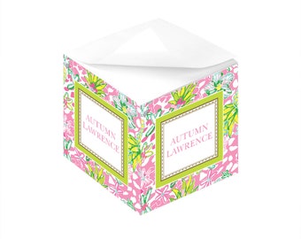 Preppy Gift Note Cubes with Sticky Adhesive 700 Sheets Personalized Monogrammed Gift for Teachers Desk Accessories Office