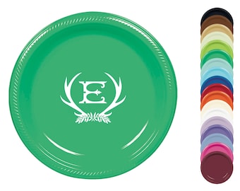 Custom Logo or Monogram Plastic Plates – Personalized Disposable Plates for Corporate Events or Branded Parties – 7” or 10”