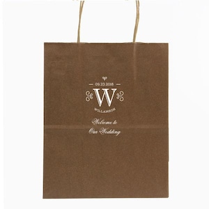 Foil Printed Gift Bags, Hotel Welcome Bags, Custom Wedding Favor Bags, Personalized Gift Bags, Out of Town Guests, Favor Bags 281