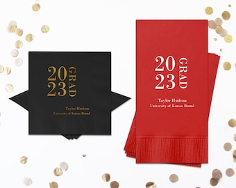 The Class of 2025 100 lunch Napkins White with Black writing