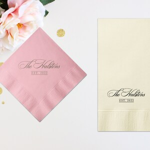 Personalized Mr & Mrs Mr and Mrs Wedding Napkins Custom Monogram Beverage Cocktail Cake Dessert Appetizers Luncheon Dinner Guest Towel