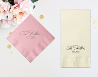 Personalized Mr & Mrs Mr and Mrs Wedding Napkins Custom Monogram Beverage Cocktail Cake Dessert Appetizers Luncheon Dinner Guest Towel