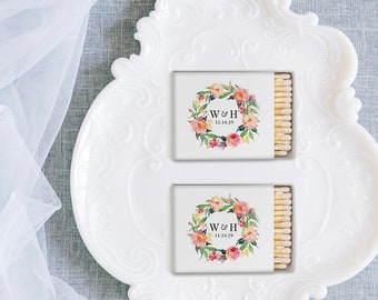 The Perfect Match Matches, Wedding Matches, Personalized Matchboxes, Watercolor Floral Matches -Set of 50, Custom Matches