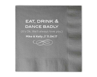 Personalized Party Napkins, Custom Napkins, Foil Printed Napkins, Wedding Shower Napkins, Rehearsal Dinner Napkins, Bar Napkins 27