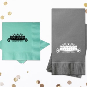 Graduation Napkins Personalized Beverage Napkins Class of 2025 Graduation Party Supplies Custom Printed Napkins Congrats Grad