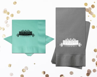 Graduation Napkins Personalized Beverage Napkins Class of 2025 Graduation Party Supplies Custom Printed Napkins Congrats Grad