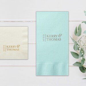 Monogram Wreath Personalized Wedding Napkins, Rehearsal Dinner, Engagement Party, Custom Bar Napkins, Custom Wedding Napkins