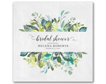 Bridal Shower Napkins - Personalized Name and Date with florals of your choice