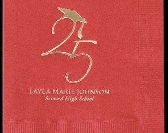 Custom Graduation Napkins - Personalized Grad Napkins - Convocation - Cocktail - Luncheon - Grad Party - University Graduation - 50 Napkins