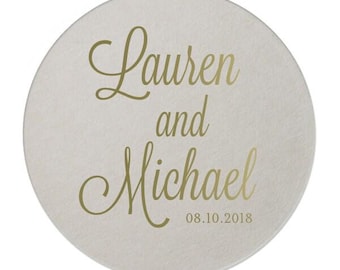 Personalized Coasters Wedding – Paper Drink Coasters Customized with Name, Monogram, 7 Shapes and 50 Ink Colors available  209