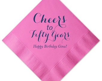 Birthday Napkins, Happy Birthday, 30, 40, 50 Wedding Napkins, Bar Napkins, Party Napkin, Cheers to 50 Years, Custom Napkin 142