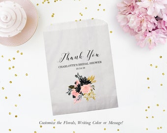 Floral Thank You Bridal Shower Favor Bags for wedding shower Personalized Bridal Shower Candy Bags Bridal Shower Favor Wedding Shower Favor