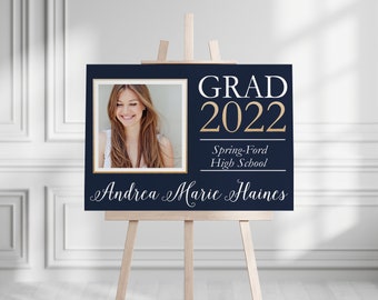 Class of 2024 Graduation Photo Welcome Sign - Grad Party Welcome Sign - Welcome Sign Congrats, Foam Board Sign, Graduation Canvas Party Sign