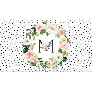Monogrammierte Automarke Floral Blush Rosen Personalisiertes vorderes Nummernschild, Geschenke für Sie, Geschenk Abschluss