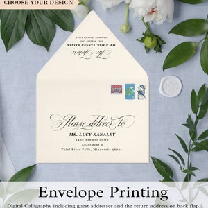 A7 Printed Envelopes with Custom Fonts and Colors - Printed Wedding Envelopes with Guest Addresses - Custom Recipient Address Printing