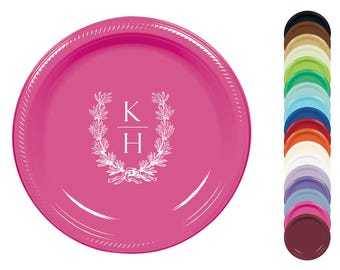 Personalized Plates, Disposable, Plastic, Monogrammed, Custom, Fiesta, Baby, Holiday, Thanksgiving, Christmas, Hanukkah, Wedding, Birthday
