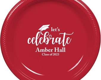 Graduation party plates, personalized plates, congrats grad 2024, college graduation party favor, high school graduation, party plates