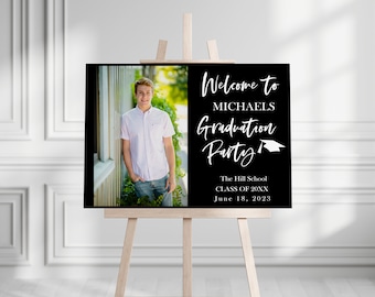 Photo Graduation Welcome Sign Template Graduation Decorations 2024 Grad Party Decor Printable Sign Poster Digital Editable