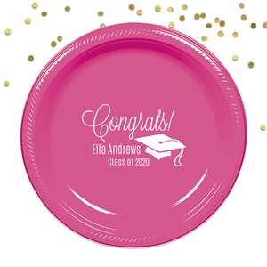 Graduation party plates, personalized plates, congrats grad 2025, college graduation party favor, high school graduation, party plates