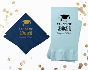 Personalized Graduation Napkins Graduation Party Supplies Personalized Beverage Napkins 2024 Graduation Decoration Ideas Grad Party Napkins