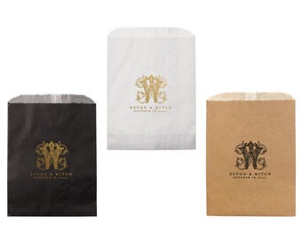 Custom Wedding Favor Bags – Personalized Treat Bag with Monogram / Names – Elegant Party Favor Bags for Weddings, Showers & Signature Events