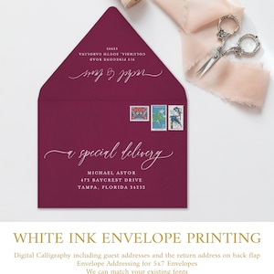 Printed Envelopes with Custom Fonts in A7 or 4bar Size - Premium Colored Wedding Envelopes with Guest Recipient Addresses