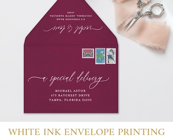 Printed Envelopes with Custom Fonts in A7 or 4bar Size - Premium Colored Wedding Envelopes with Guest Recipient Addresses