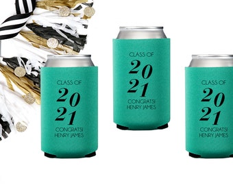 Custom Graduation Coozies, Personalized Party Favors, Class of 2025 Graduation Party Decorations