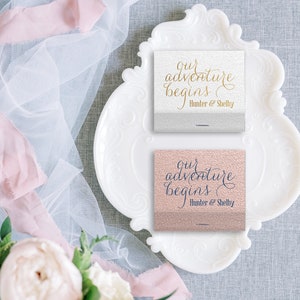 Custom Wedding Matches - Our Adventure Begins - Wedding Favor, Wedding Matchbook, Wedding Decor, Wedding Gift, Bridal Shower Favor