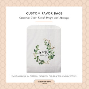 Set of 25 Personalized Custom Monogram Wedding Favor Treat Bags - Candy Buffet, Donuts, Cookies, Popcorn - Wedding, Bridal, Baby Shower