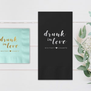 Drunk in Love Personalized Wedding Napkins - Cocktail Napkins - Paper Wedding Napkins - Wedding Bar Napkins - Custom Napkins