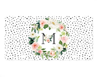 Monogrammed Car Tag Floral Blush Roses Personalized Front License Plate, Gifts for Her, Grad Gift