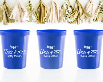 Aangepaste afstudeerbekers, klasse van 2025 stadionbekers, afstudeerfeestbedankjes, gepersonaliseerde plastic bekers, afstudeerdecoraties 2025